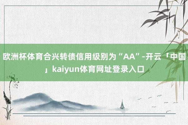 欧洲杯体育合兴转债信用级别为“AA”-开云「中国」kaiyun体育网址登录入口