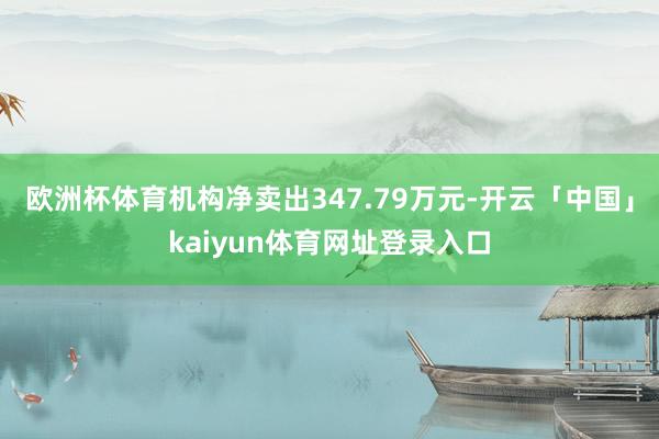欧洲杯体育机构净卖出347.79万元-开云「中国」kaiyun体育网址登录入口